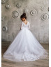 Elbow Sleeve White Lace Tulle Flower Girl Dress